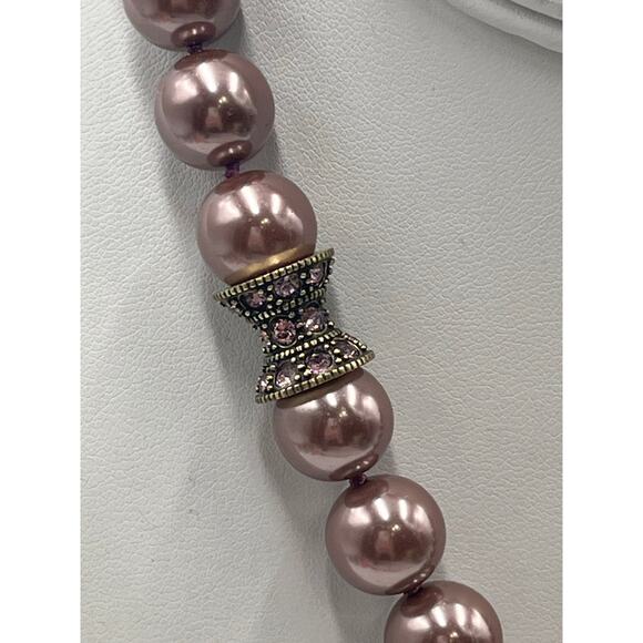 Heidi Daus Vintage Ornate Pendant Enhancer Glass Pearl Necklace Interchangeable - Picture 9 of 12